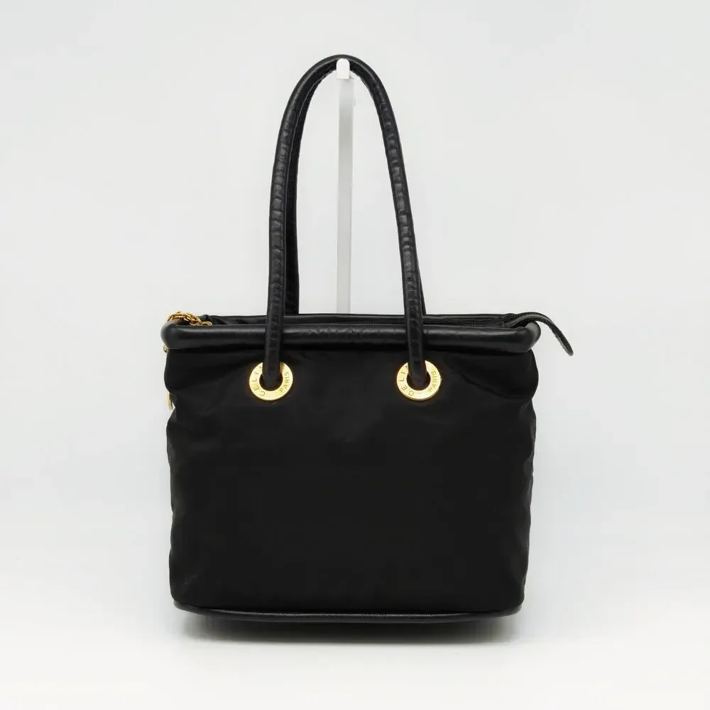 Vintage Celine Paris Black Nylon Leather Trim Tote Handbag Italy - Picture 2 of 12